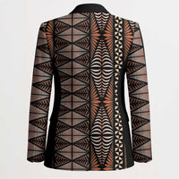 Malo e lelei Tonga Blazer Tongan Ngatu Vintage Brown - Polynesian Pride