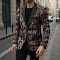 Malo e lelei Tonga Blazer Tongan Ngatu Vintage Brown - Polynesian Pride
