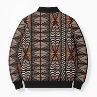 Malo e lelei Tonga Bomber Puffer Jacket Tongan Ngatu Vintage Brown LT14 - Polynesian Pride