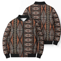 Malo e lelei Tonga Bomber Puffer Jacket Tongan Ngatu Vintage Brown LT14 - Polynesian Pride