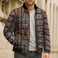 Malo e lelei Tonga Bomber Puffer Jacket Tongan Ngatu Vintage Brown LT14 - Polynesian Pride