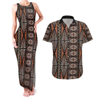 Malo e lelei Tonga Couples Matching Tank Maxi Dress and Hawaiian Shirt Tongan Ngatu Vintage Brown LT14 Brown - Polynesian Pride