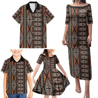Malo e lelei Tonga Family Matching Puletasi and Hawaiian Shirt Tongan Ngatu Vintage Brown LT14 - Polynesian Pride