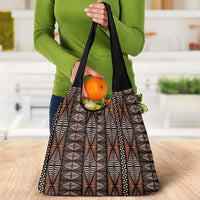 Malo e lelei Tonga Grocery Bag Tongan Ngatu Vintage Brown - Polynesian Pride