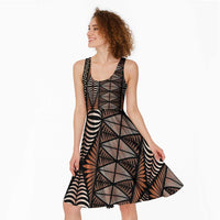 Malo e lelei Tonga Midi Dress Tongan Ngatu Vintage Brown - Polynesian Pride