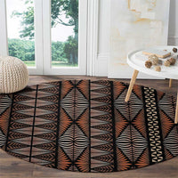 Malo e lelei Tonga Round Carpet Tongan Ngatu Vintage Brown - Polynesian Pride