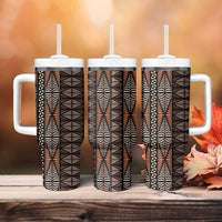 Malo e lelei Tonga Tumbler With Handle Tongan Ngatu Vintage Brown - Polynesian Pride