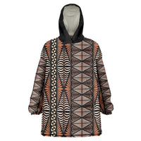 Malo e lelei Tonga Wearable Blanket Hoodie Tongan Ngatu Vintage Brown - Polynesian Pride