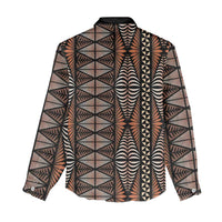 Malo e lelei Tonga Women Casual Shirt Tongan Ngatu Vintage Brown - Polynesian Pride
