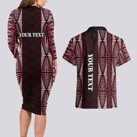 Tonga Rugby Personalised Couples Matching Long Sleeve Bodycon Dress and Hawaiian Shirt 2025 Mate Maa Tonga Ngatu Motif LT14 - Polynesian Pride