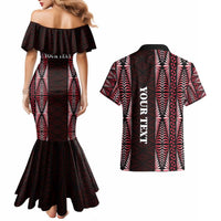 Tonga Rugby Personalised Couples Matching Mermaid Dress and Hawaiian Shirt 2025 Mate Maa Tonga Ngatu Motif LT14 - Polynesian Pride