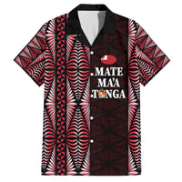 Tonga Rugby Personalised Family Matching Off The Shoulder Long Sleeve Dress and Hawaiian Shirt 2025 Mate Maa Tonga Ngatu Motif LT14 Dad's Shirt - Short Sleeve Red - Polynesian Pride