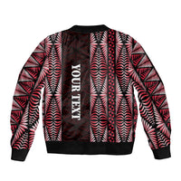 Tonga Rugby Personalised Sleeve Zip Bomber Jacket 2025 Mate Maa Tonga Ngatu Motif - Polynesian Pride