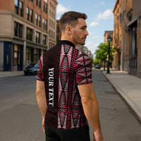 Tonga Rugby Personalised Zipper Polo Shirt 2025 Mate Maa Tonga Ngatu Motif - Polynesian Pride