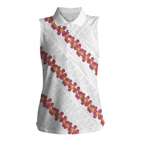 White Sunday Tonga Fakame Women Sleeveless Polo Shirt Tongan Ngatu Heilala Lei LT14 Female White - Polynesian Pride