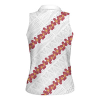 White Sunday Tonga Fakame Women Sleeveless Polo Shirt Tongan Ngatu Heilala Lei LT14 - Polynesian Pride