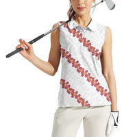White Sunday Tonga Fakame Women Sleeveless Polo Shirt Tongan Ngatu Heilala Lei LT14 - Polynesian Pride