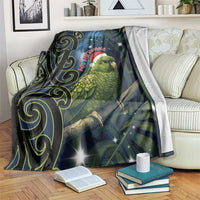 New Zealand Christmas Blanket Cute Kakapo Meri Kirihimete Maori Koru LT14 Blue - Polynesian Pride