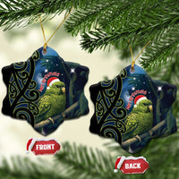 New Zealand Christmas Ceramic Ornament Cute Kakapo Meri Kirihimete Maori Koru LT14 Snow Flake Blue - Polynesian Pride
