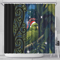 New Zealand Christmas Shower Curtain Cute Kakapo Meri Kirihimete Maori Koru LT14 - Polynesian Pride
