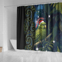 New Zealand Christmas Shower Curtain Cute Kakapo Meri Kirihimete Maori Koru LT14 - Polynesian Pride