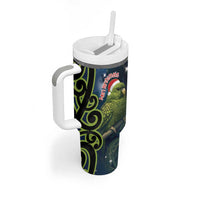 New Zealand Christmas Tumbler With Handle Cute Kakapo Meri Kirihimete Maori Koru LT14 - Polynesian Pride