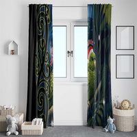 New Zealand Christmas Window Curtain Cute Kakapo Meri Kirihimete Maori Koru LT14 - Polynesian Pride