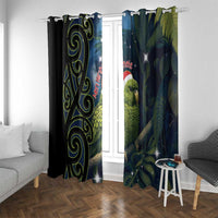 New Zealand Christmas Window Curtain Cute Kakapo Meri Kirihimete Maori Koru LT14 With Grommets Blue - Polynesian Pride