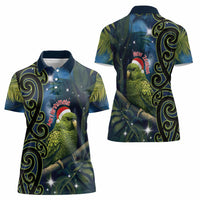 New Zealand Christmas Women Polo Shirt Cute Kakapo Meri Kirihimete Maori Koru LT14 - Polynesian Pride