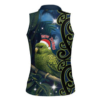 New Zealand Christmas Women Sleeveless Polo Shirt Cute Kakapo Meri Kirihimete Maori Koru LT14 - Polynesian Pride