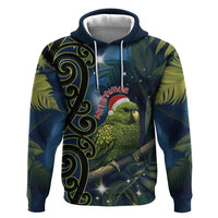 New Zealand Christmas Zip Hoodie Cute Kakapo Meri Kirihimete Maori Koru LT14 Pullover Hoodie Blue - Polynesian Pride