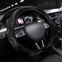 New Zealand Silver Fern Rugby Steering Wheel Cover Aotearoa Godfather Proud Gone But Never Forgotten LT14 Universal Fit Black - Polynesian Pride
