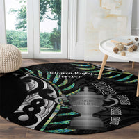 Personalised New Zealand Silver Fern Rugby Round Carpet Paua Shell With Champions Trophy History NZ Forever LT14 - Polynesian Pride