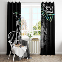 Personalised New Zealand Silver Fern Rugby Window Curtain Paua Shell With Champions Trophy History NZ Forever LT14 - Polynesian Pride