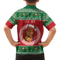 Personalized Hawaii Christmas Family Matching Off The Shoulder Long Sleeve Dress and Hawaiian Shirt Tiki Santa Mele Kalikimaka LT14 - Polynesian Pride