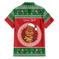 Personalized Hawaii Christmas Family Matching Off Shoulder Maxi Dress and Hawaiian Shirt Tiki Santa Mele Kalikimaka LT14 - Polynesian Pride