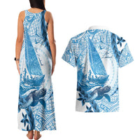 New Zealand Sailing Couples Matching Tank Maxi Dress and Hawaiian Shirt Aotearoa Yacht Racing - Born To Sail LT14 - Polynesian Pride