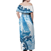 New Zealand Sailing Family Matching Off Shoulder Maxi Dress and Hawaiian Shirt Aotearoa Yacht Racing - Born To Sail LT14 - Polynesian Pride