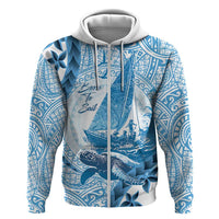 New Zealand Sailing Hoodie Aotearoa Yacht Racing - Born To Sail LT14 Zip Hoodie Blue - Polynesian Pride