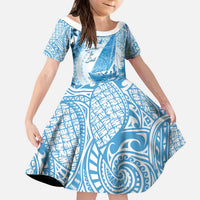 New Zealand Sailing Kid Short Sleeve Dress Aotearoa Yacht Racing - Born To Sail LT14 KID Blue - Polynesian Pride