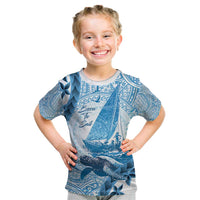 New Zealand Sailing Kid T Shirt Aotearoa Yacht Racing - Born To Sail LT14 Blue - Polynesian Pride