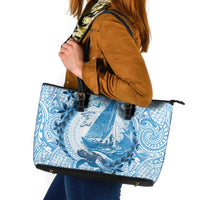New Zealand Sailing Leather Tote Bag Aotearoa Yacht Racing - Born To Sail LT14 Blue - Polynesian Pride