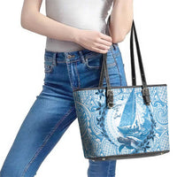New Zealand Sailing Leather Tote Bag Aotearoa Yacht Racing - Born To Sail LT14 - Polynesian Pride