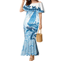 New Zealand Sailing Mermaid Dress Aotearoa Yacht Racing - Born To Sail LT14 Women Blue - Polynesian Pride
