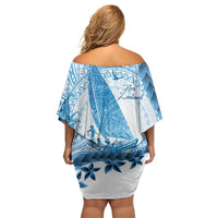 New Zealand Sailing Off Shoulder Short Dress Aotearoa Yacht Racing - Born To Sail LT14 - Polynesian Pride