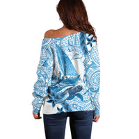 New Zealand Sailing Off Shoulder Sweater Aotearoa Yacht Racing - Born To Sail LT14 - Polynesian Pride