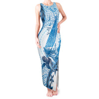 New Zealand Sailing Tank Maxi Dress Aotearoa Yacht Racing - Born To Sail LT14 Women Blue - Polynesian Pride