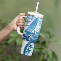 New Zealand Sailing Tumbler With Handle Aotearoa Yacht Racing - Born To Sail LT14 - Polynesian Pride
