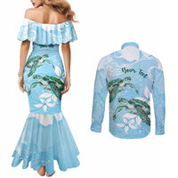 Personalised Polynesia Valentine's Day Couples Matching Mermaid Dress and Long Sleeve Button Shirt SeaTurtle Couple Polynesian - Fairy Sparkles Color LT14 - Polynesian Pride