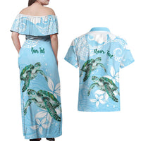 Personalised Polynesia Valentine's Day Couples Matching Off Shoulder Maxi Dress and Hawaiian Shirt SeaTurtle Couple Polynesian - Fairy Sparkles Color LT14 - Polynesian Pride